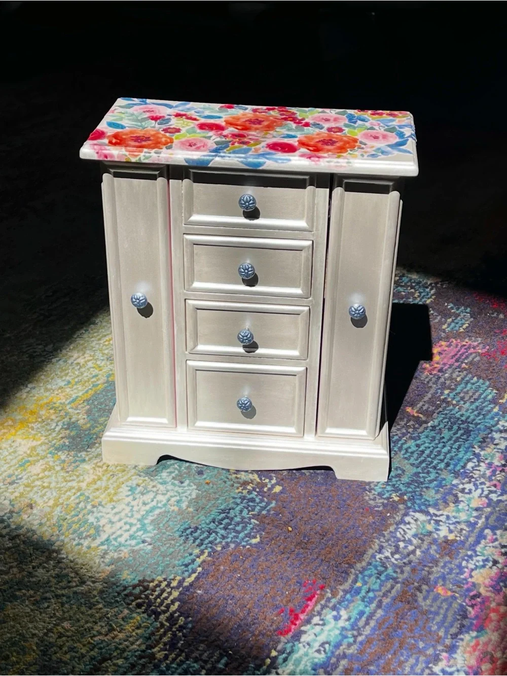 hand restored floral cottage core jewelry box